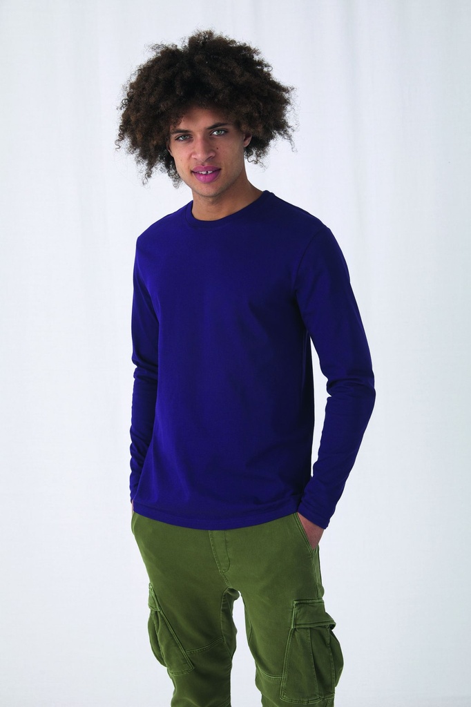 Camiseta hombre manga larga B&C 190G (Negro, S)