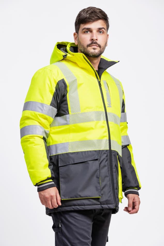 Parka impermeable de alta visibilidad forrada de polar Workteam C3515 (S)