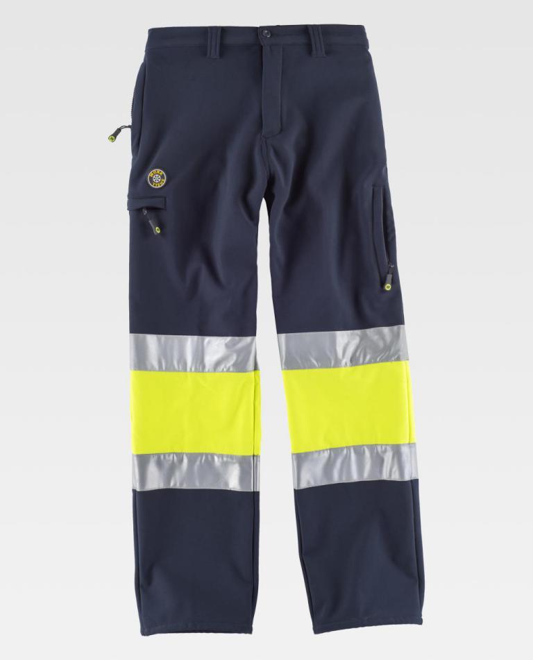 Pantalon softshell haute visibilité Workteam S9820 (Marine / Jaune HV, S)