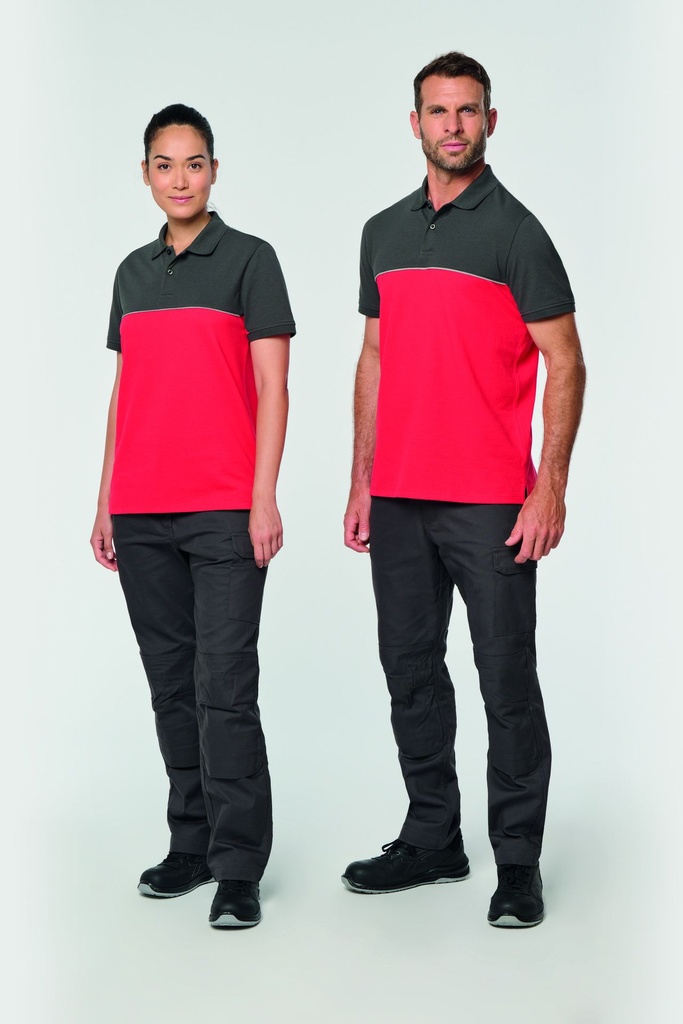 Polo bicolor ecorresponsable manga corta - Unisex (Black / Dark Grey, XS)