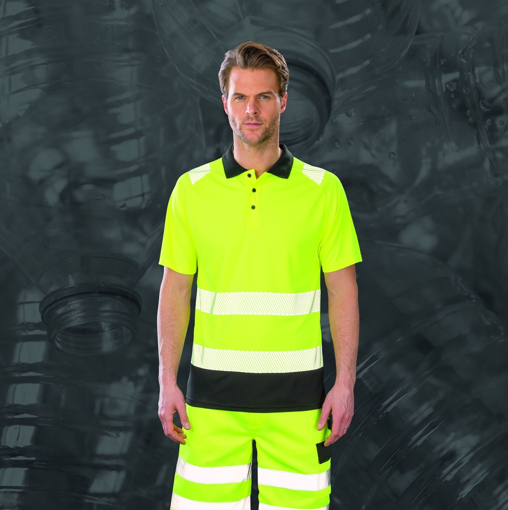 Polo de seguretat alta visibilitat - Reciclat (Orange / Black, S/M)