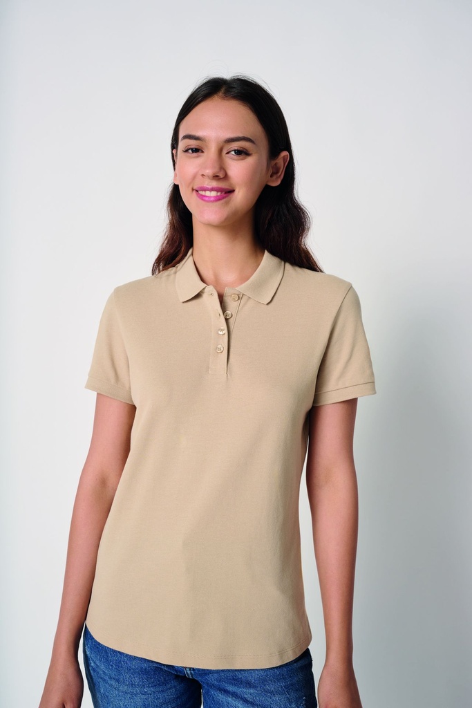 Polo punto piqué mujer (Ideal White, XS)