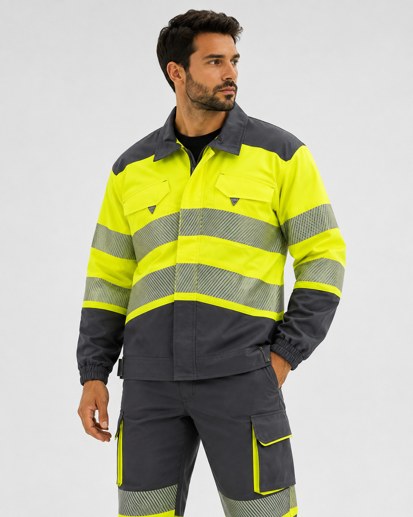 Blouson haute visibilité (Jaune HV / Noir, S)