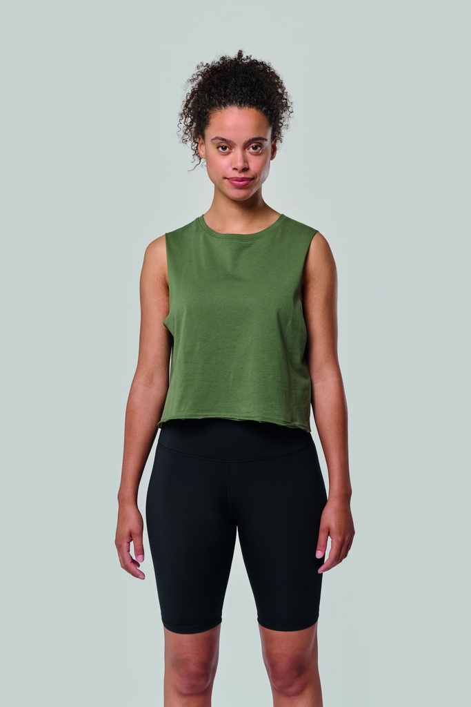 T-shirt crop sans manches femme