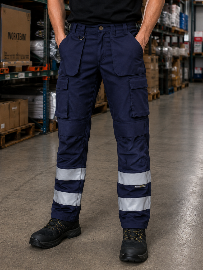Pantaló multibutxaques triple costura Workteam C2911 (Vermell, 32)